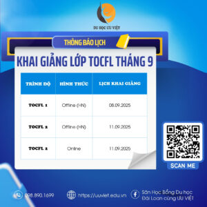 Lịch học TOCFL tháng 9/2025