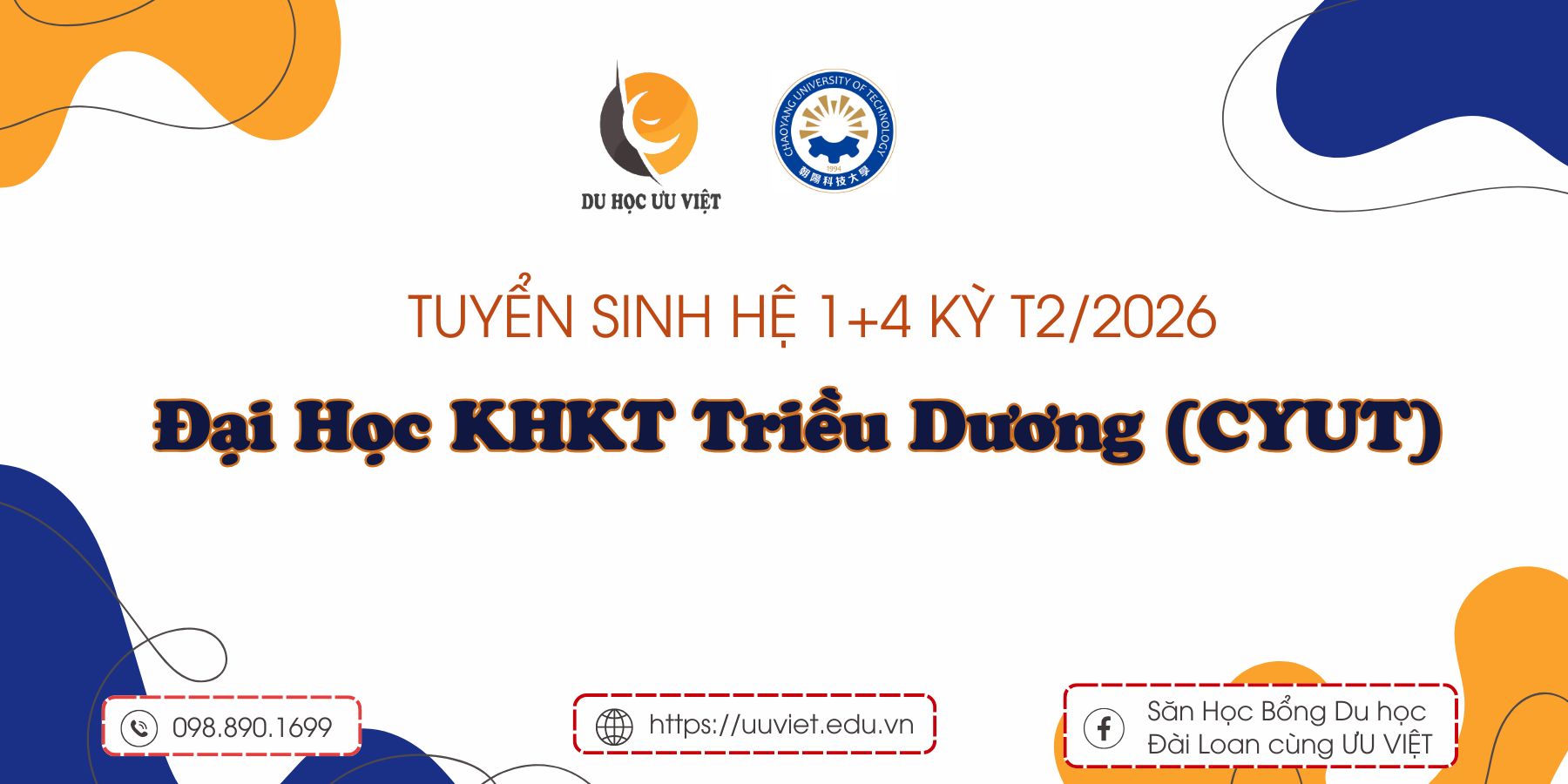 Đại Học KHKT Triều Dương (CYUT) Tuyển Sinh Hệ 1+4 T2/2026